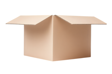 Empty open cardboard box on a white background. Package. Isolate paper boxes. Ai Generated Images