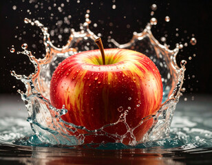 apple in water splash