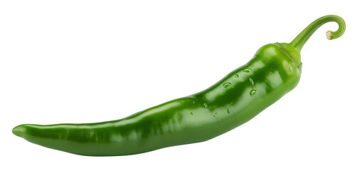 Vibrant Green Chili Pepper on White Background
