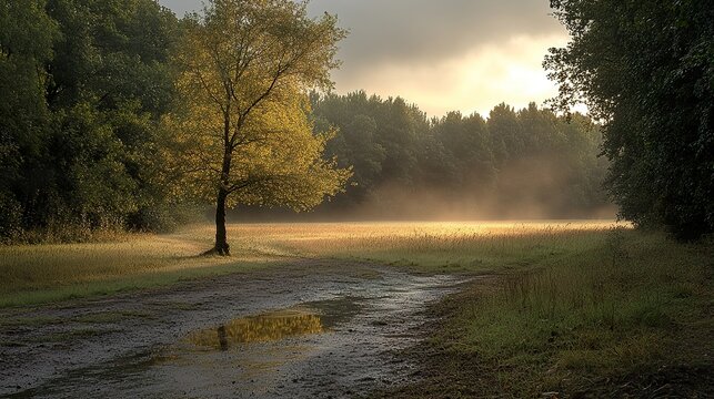 morning mist in the forest