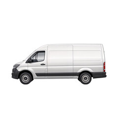 High-Roof White Cargo Van on White Background