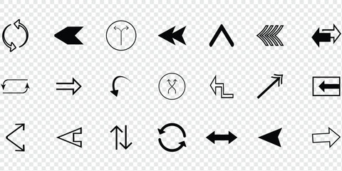Arrows big black set icons . different arrow signs.