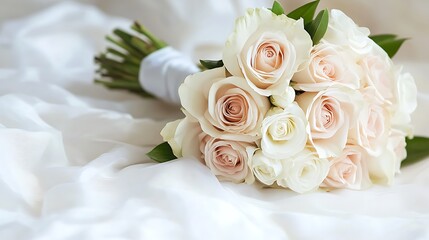 Obraz premium Wedding Bouquet on White Fabric