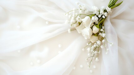 White flowers on sheer fabric