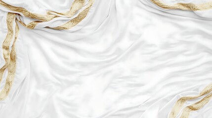 White Sheet, Gold Trim, Wrinkled Texture