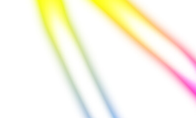 Abstract curved neon glowing lines on transparent background, light beams neon bright glowing effect overlay, color effect, color gradients shape, light leaks effect.