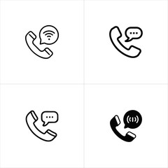Phone Call with Speech Bubble Voice Communication icon set