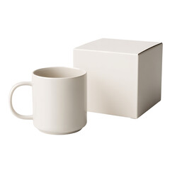 Minimalist White Ceramic Mug and Retail Box Display