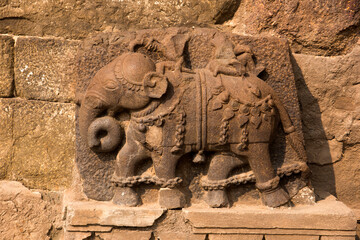 Fototapeta premium Ancient stone sculpture at Daulatabad Fort, India.
