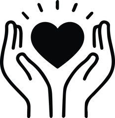 Obraz premium two open hands vector, cupped hands illustration, open hands clipart, continuous line hands, hands with heart illustration