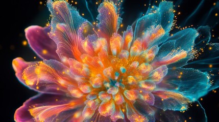 Close-up capture of dazzling firework explosions with intricate detail, vibrant spectrum of colors including magenta, gold, and aqua blue, against pure black background, multiple firework patterns