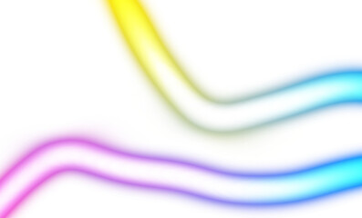 Abstract curved neon glowing lines on transparent background, light beams neon bright glowing effect overlay, color effect, color gradients shape, light leaks effect.