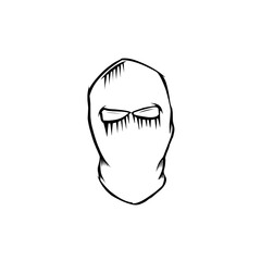Hand drawig thief mask on white background 