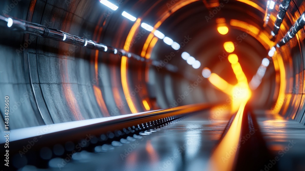 Poster dynamic speed lines with motion blur and sparkling effects in dark speed tunnel