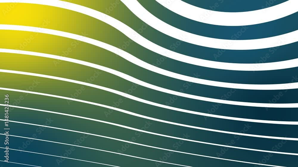 Poster animation of lines ascending with a curve at the top with blue and yellow gradients