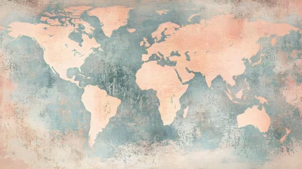Tableau sur toile Carte du monde Vintage world map with muted color tones.  © kirania