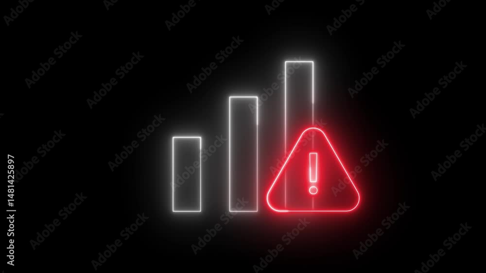 Poster animation of an ascending bar chart with a warning sign