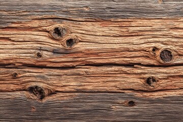 Naklejka premium Weathered Wood Grain: A close-up shot reveals the intricate texture of aged wood, showcasing the natural beauty of its grain and knots in an earthy, organic composition.