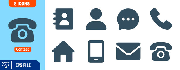 Contact Us Icons Phone, Address, Email, and More