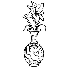 outline floral vase design