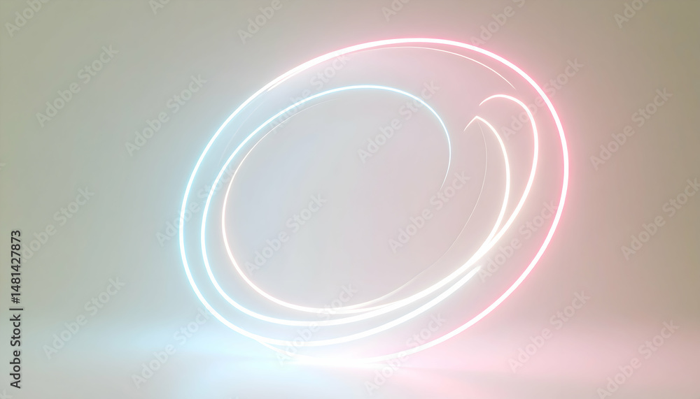 Poster abstract neon background with glowing pink blue curvy lines and vivid spiral in three dimensional re
