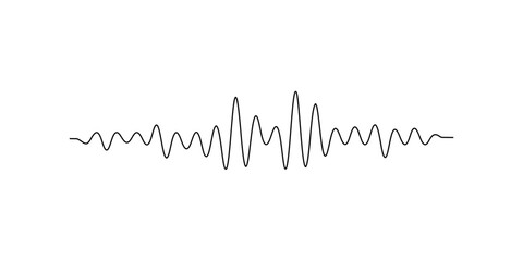 Continuous line sound wave music audio icon one art voice hand. Podcast wave line sound soundwave noise sketch drawn drawing doodle outline recording frequency vocal waveform microphone background