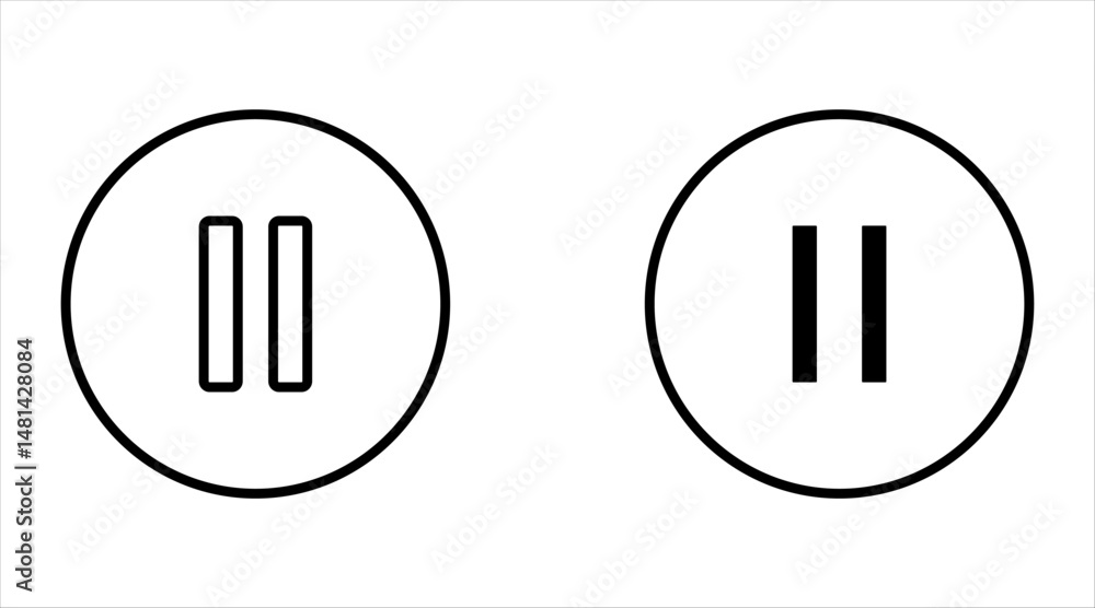 Poster pause icon set, vector illustration. flat design style. vector pause icon illustration isolated on w