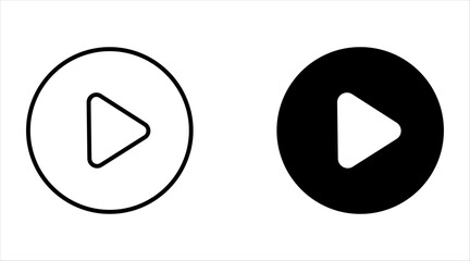 Play button flat vector icon set isolated on a white background. Youtube icon.