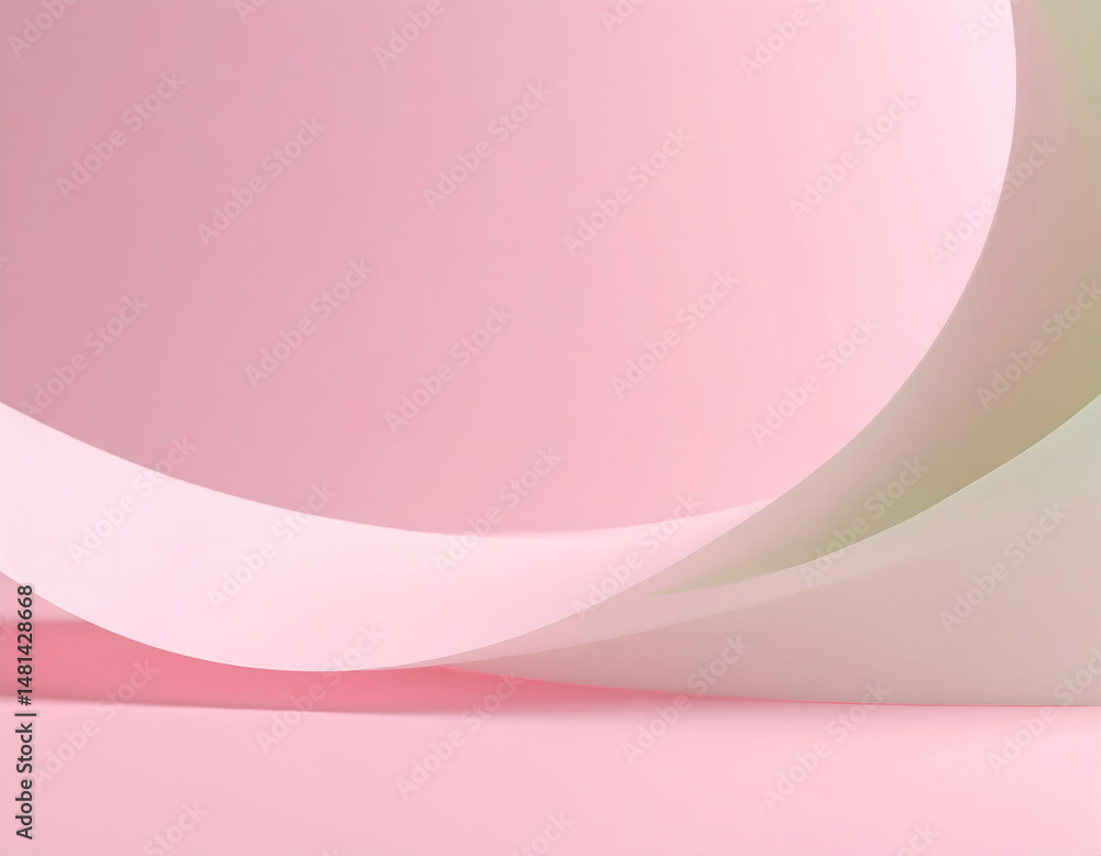 Aufkleber abstract smooth pastel gradient background with curved paper element in soft gray green white and li