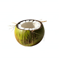 coconut on white background