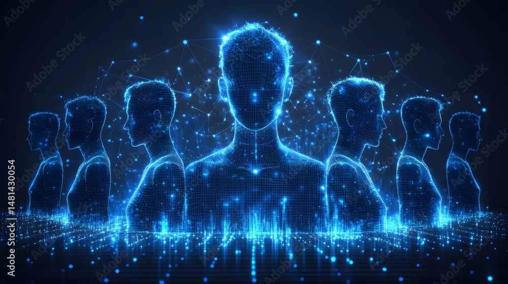 Leinwandbilder futuristic concept showcasing interconnected digital humans. illustrates technology, ai, and data ne