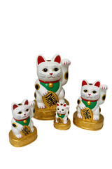 Obraz premium Charming Set of Maneki-neko Cat Figurines Displayed Elegantly