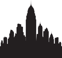 Naklejka premium city silhouette, city skyline silhouette, cityscape silhouette, city skyline icon, city vector, city clipart, city design,