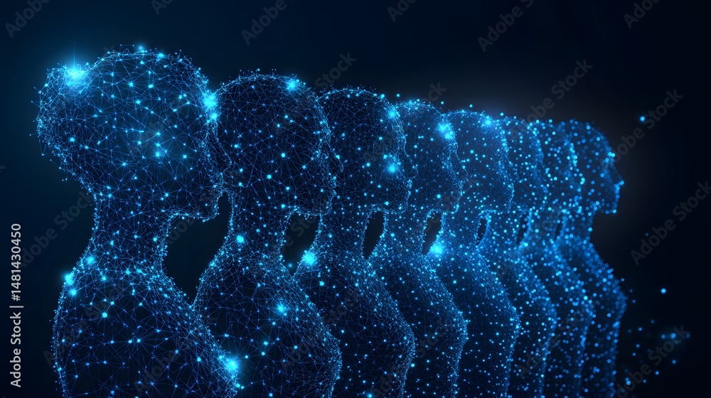 Leinwandbilder futuristic figures glow against a dark backdrop, embodying advanced technology and ai. interconnecte