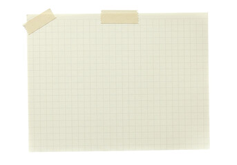 Fototapeta premium Blank cream paper sheet with beige tape on black background