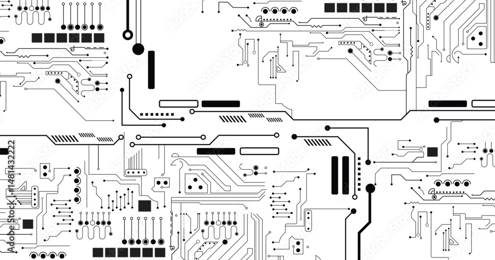 Poster circuit technology background with hi-tech digital data connection system and computer electronic de