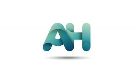 Ribbon letter AH teal