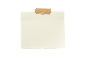 Blank white note paper with tape isolated background