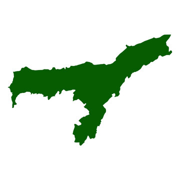 Assam map with green colour