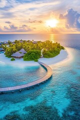 Tropical Island Resort at Sunrise
