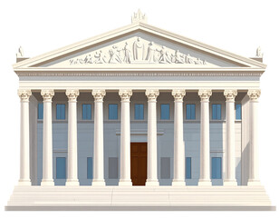 Obraz premium Ancient Greek style building facade. Detailed illustration of a classical structure