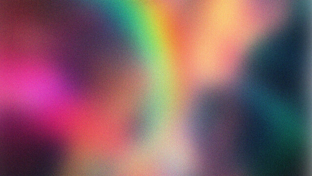 Prismatic blurry dreamscape with colorful dust. Abstract background with grain texture