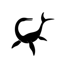silhouette of a dinosaur with the name plesiosaurus