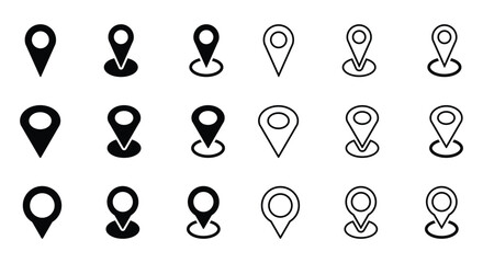 Minimalist Location Pin Icons Set – Geolocation Markers for Navigation. pin map icon. pin location icon vector.
