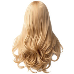 Fototapeta premium Blonde wavy long hair back view on transparent background