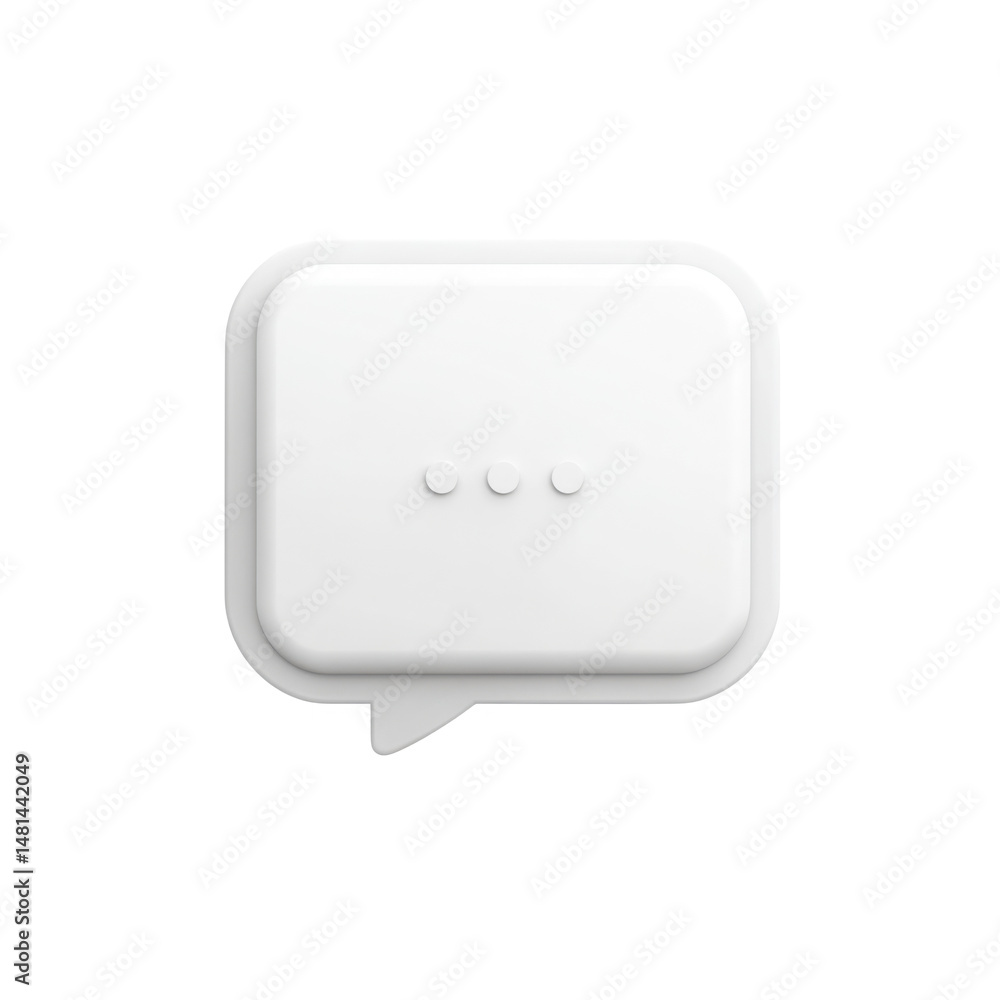 Poster 3d white speech bubble with dots on transparent background