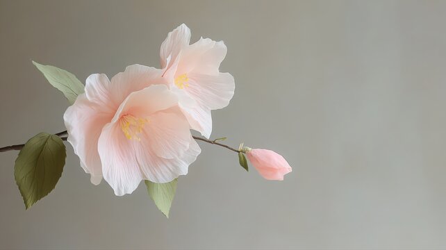 Delicate Pink Camellia Blossom Close Up