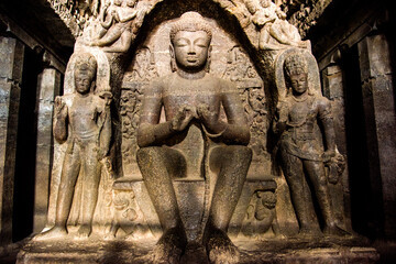Sculpture at Ellora cave, UNESCO world heritage site, India,