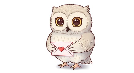Owl Holding Love Letter Cartoon
