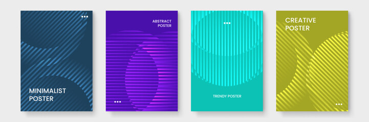 Abstract posters with vibrant geometric patterns, perfect for modern decor, digital design projects, or eye catching marketing materials.